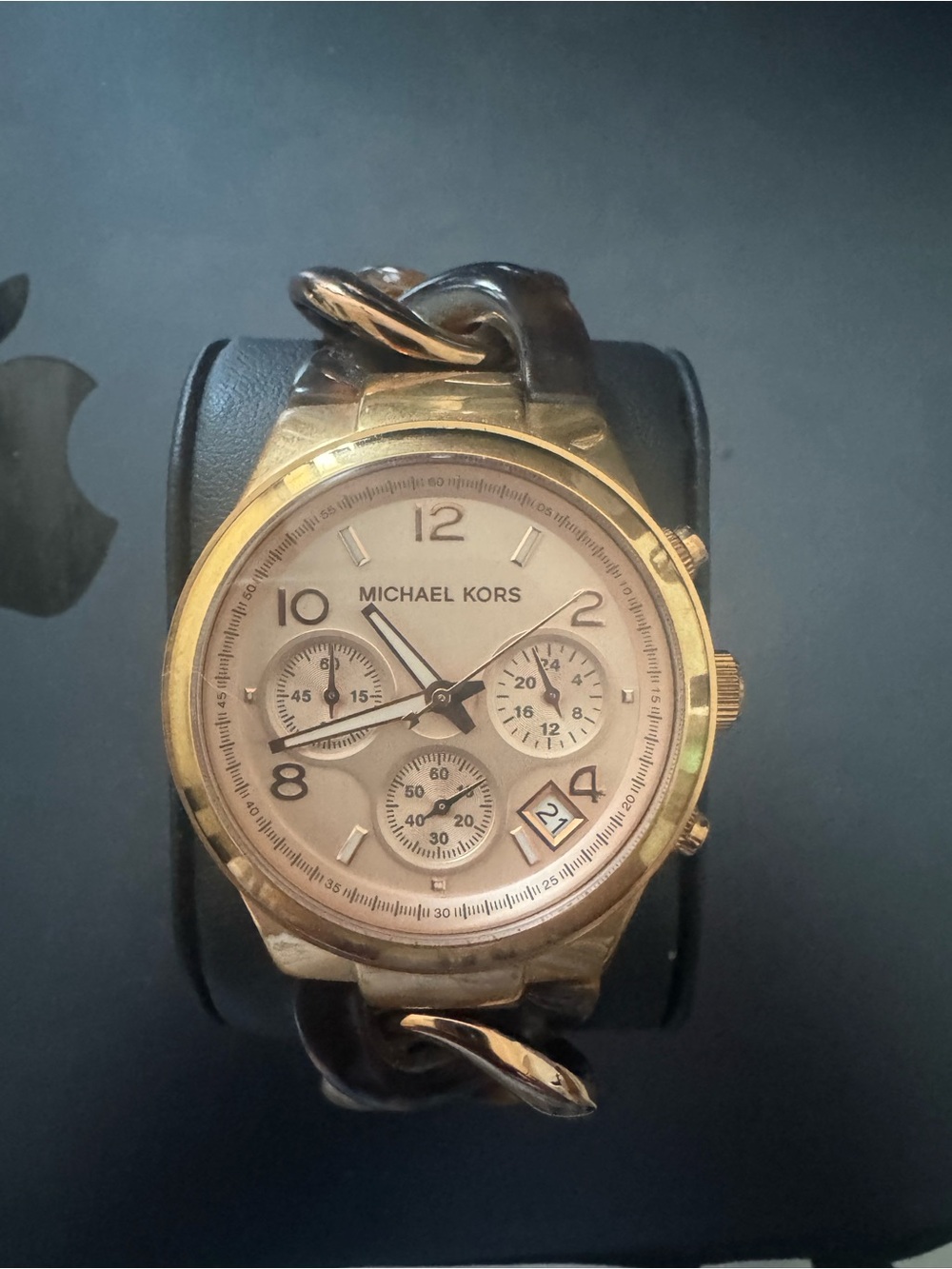 Michael Kors Men’s Gold-Tone Chronograph Watch with Chain-Link Bracelet